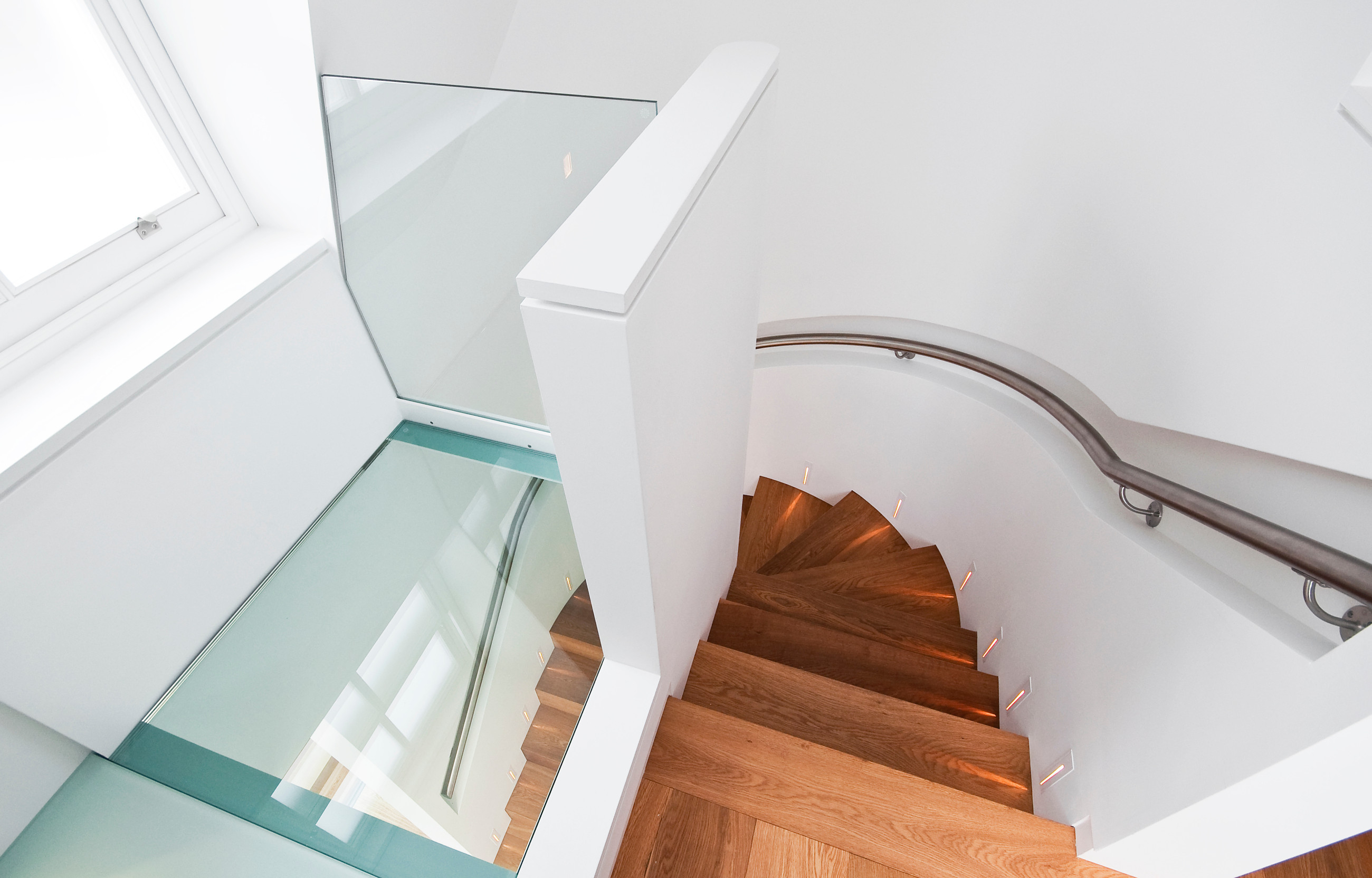 Staircase with clear glass floor