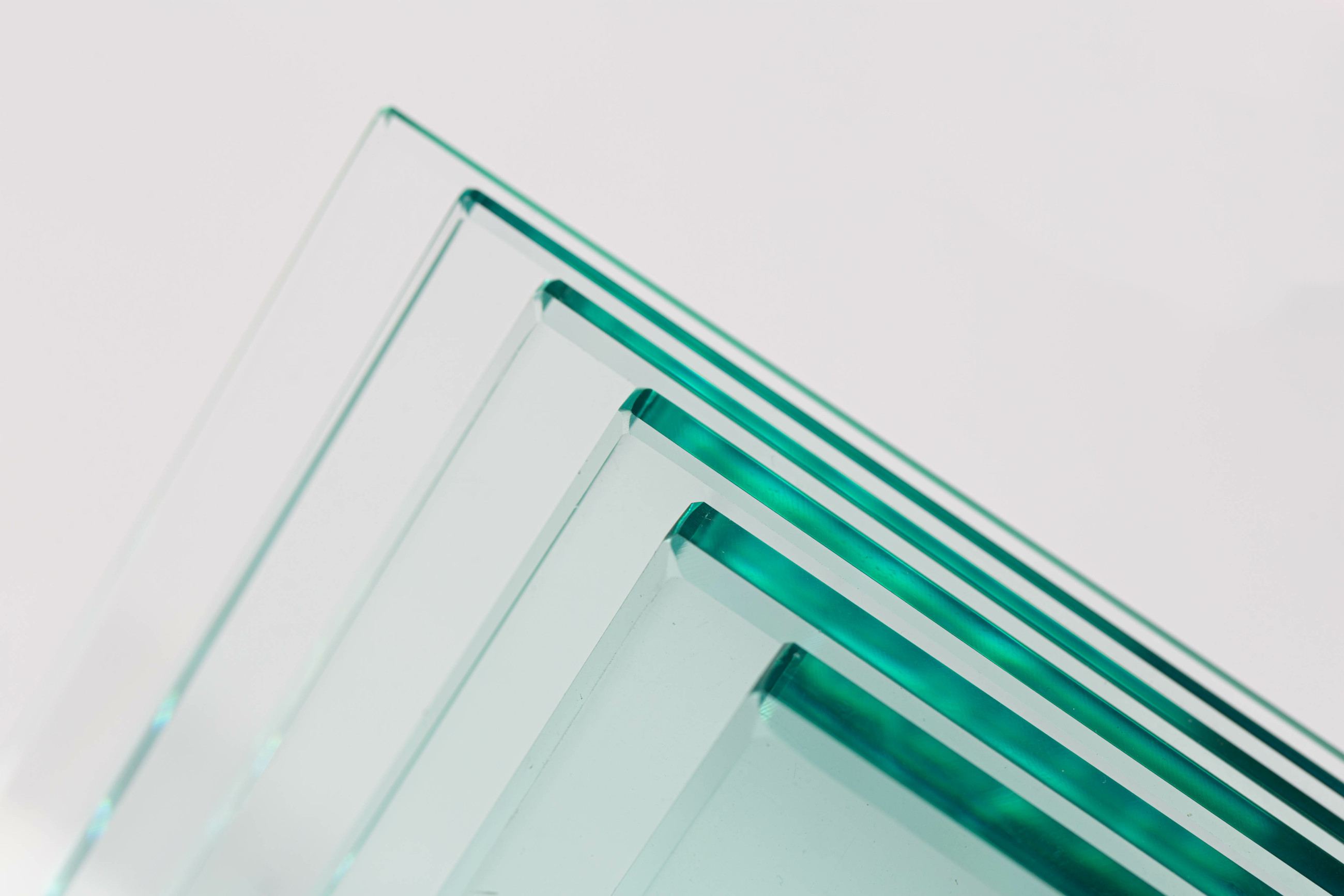 stacked float glass on a white background