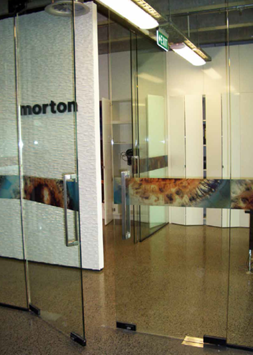 Sleek glass doors to commercial space