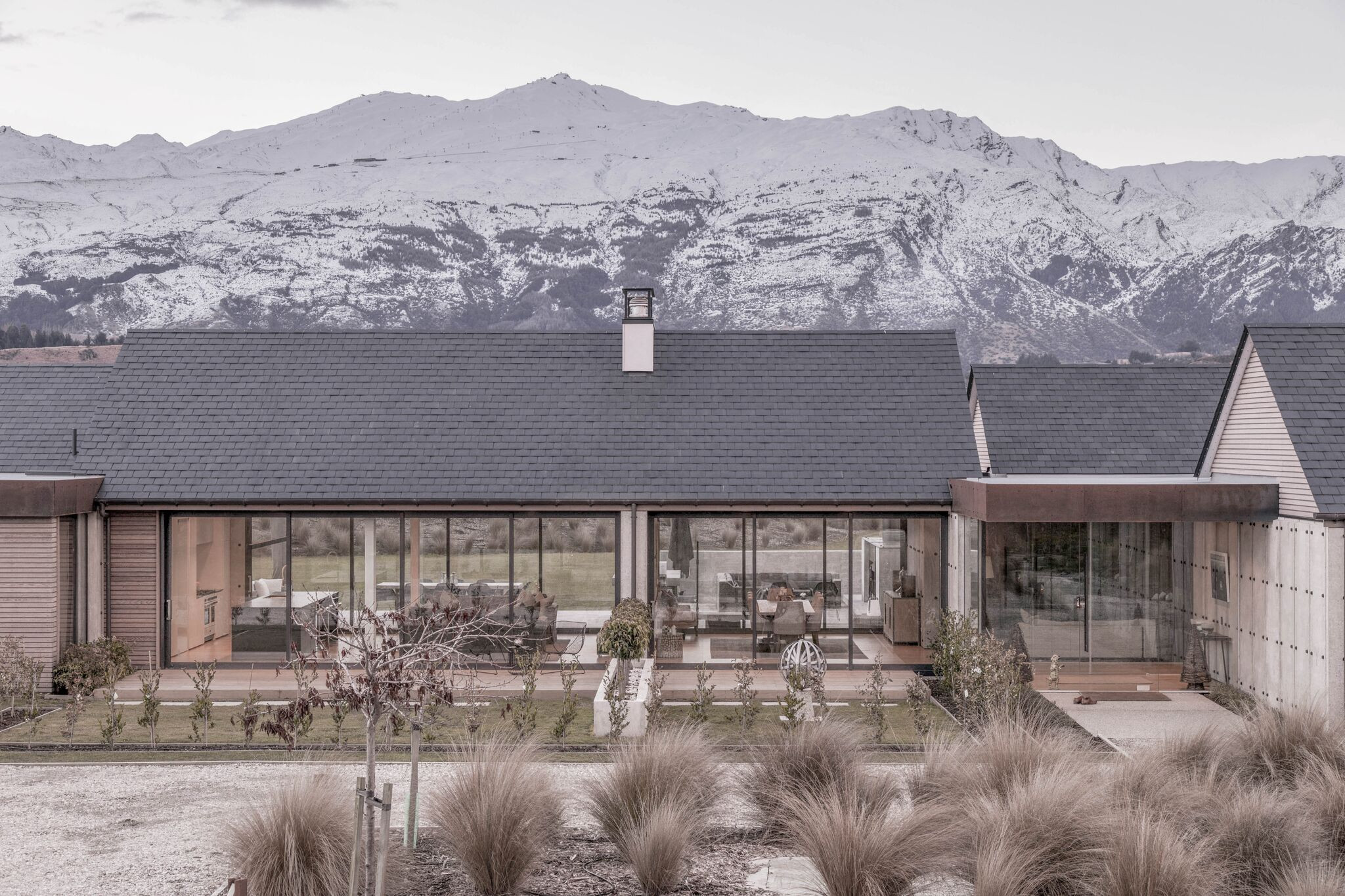 House with mountain view, featuring double glazed windows and doors