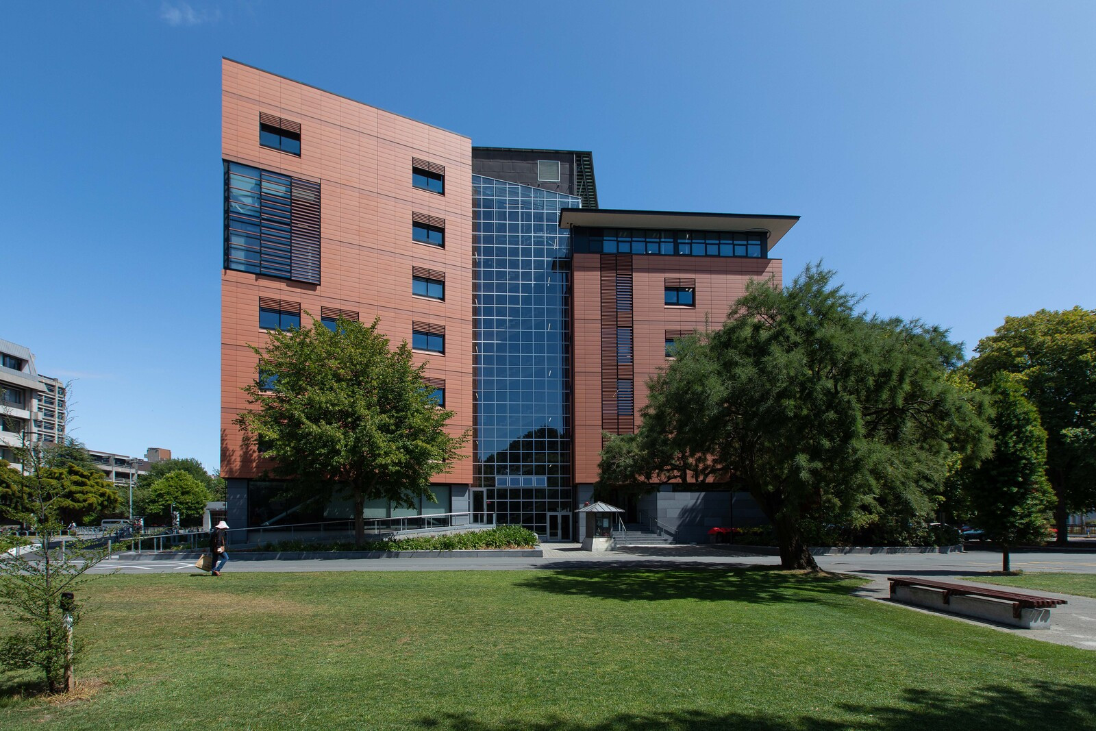 Office building with glass windows offering an urban view