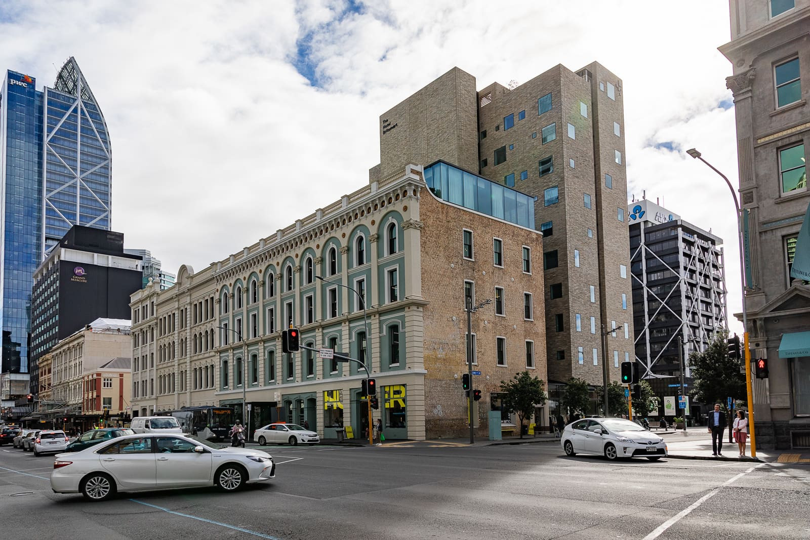 Modern Britomart hotel with tall open windows