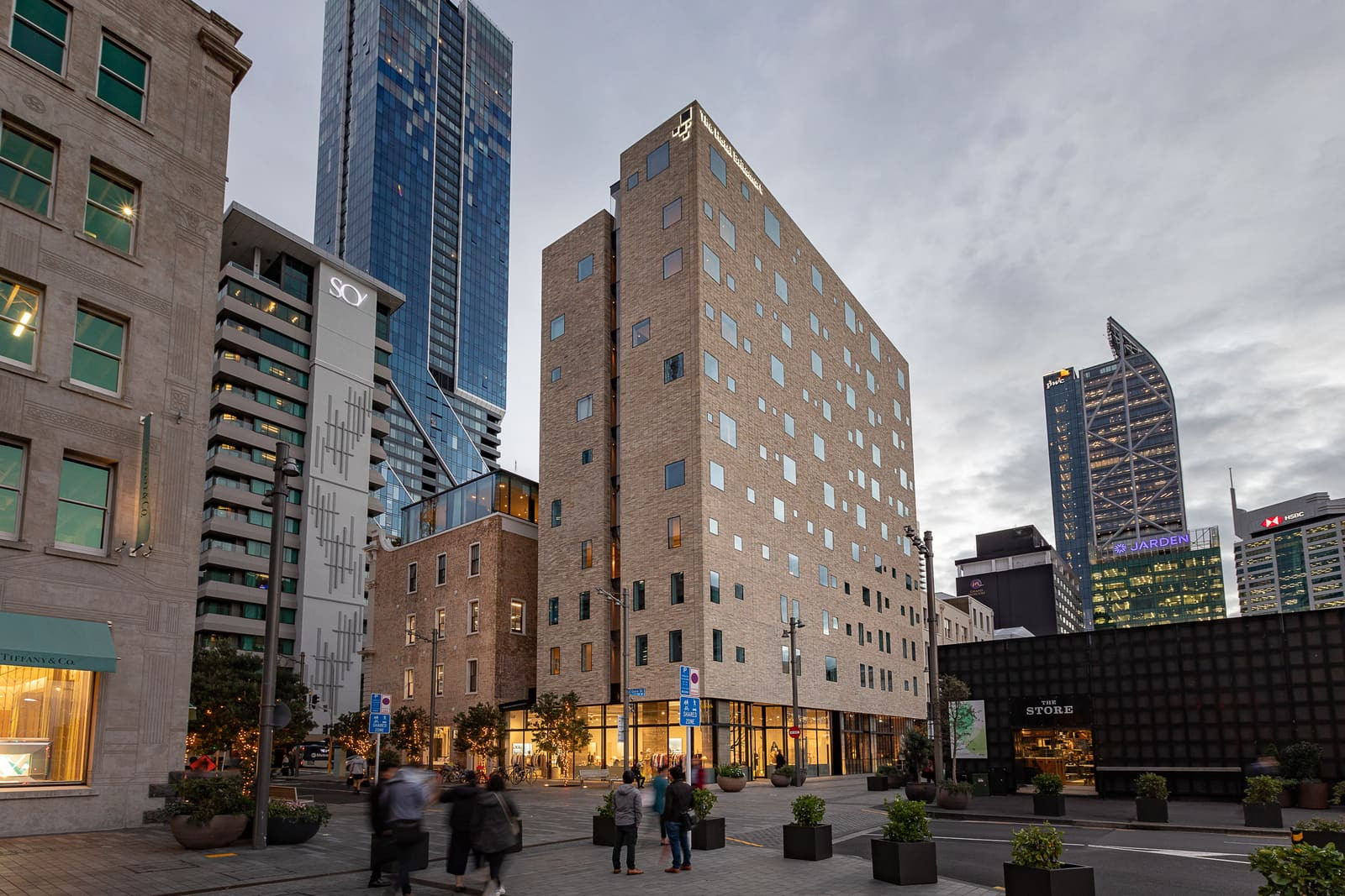 Trendy Britomart hotel with tall, open windows