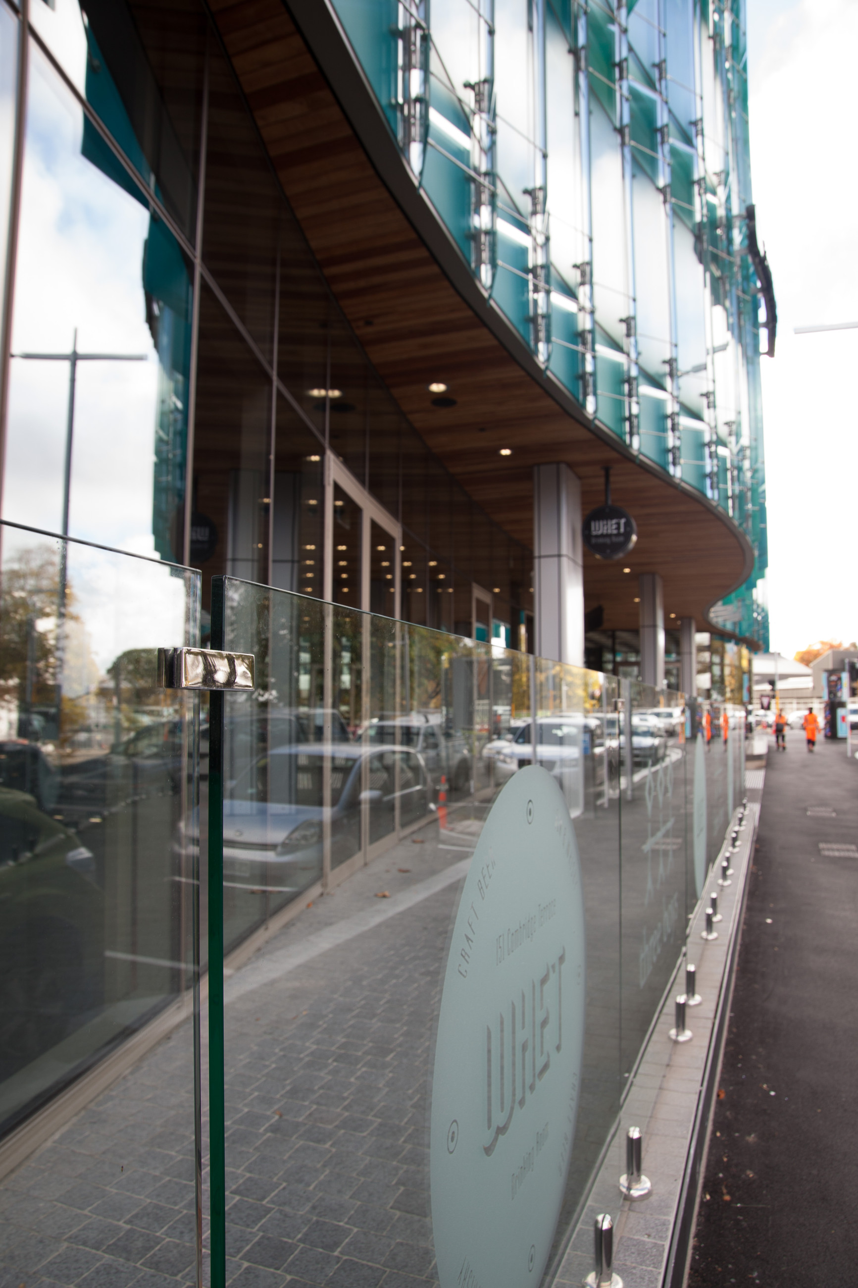 Glass-walled structure with big window, Christchurch Justice Precinct, elegant design