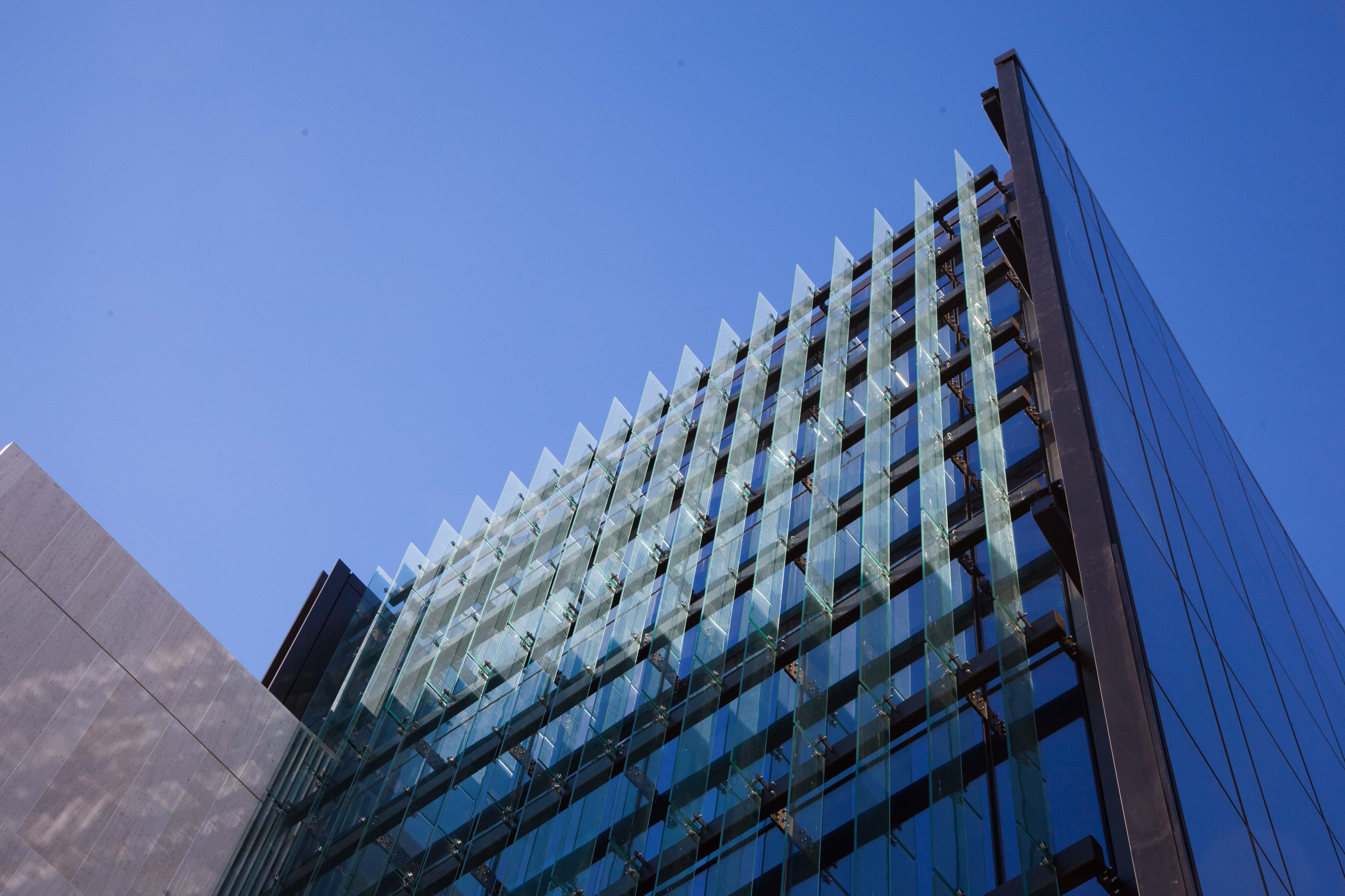 Contemporary glass structure, Christchurch Justice Precinct, elegant facade