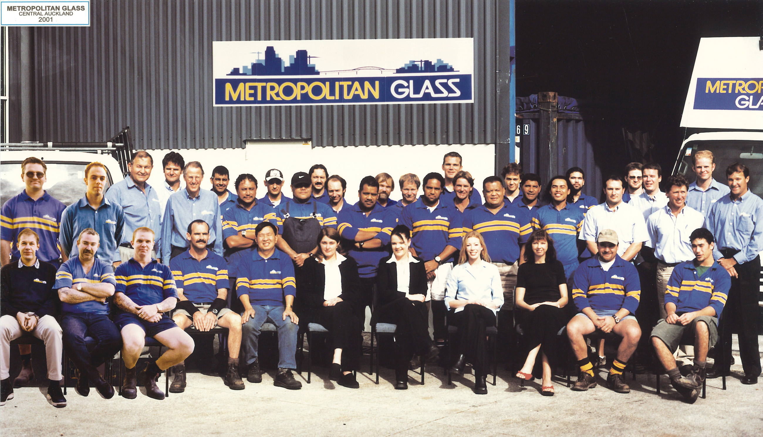 Vintage image of the metro glass team