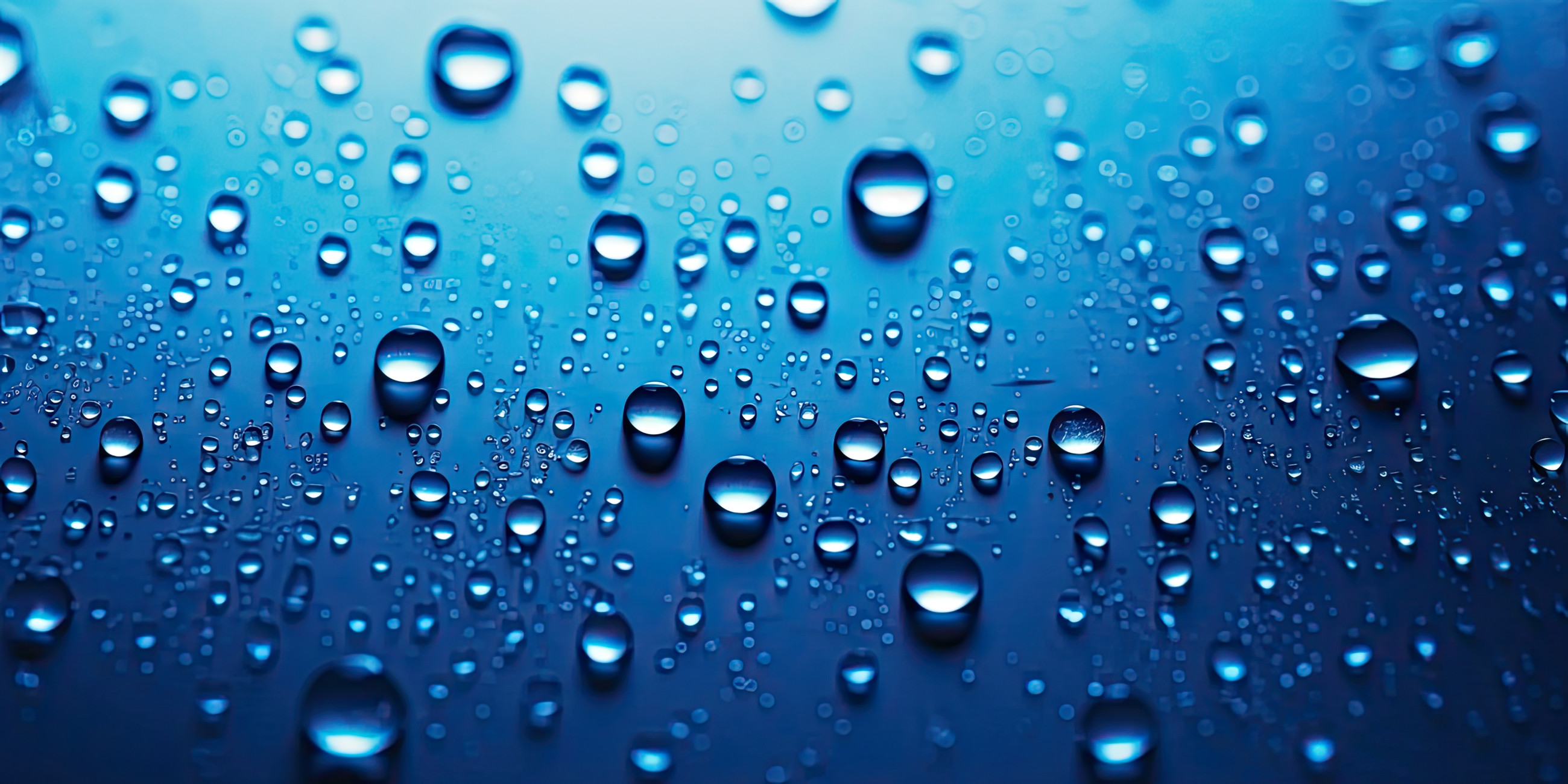 Rain drops on blue background