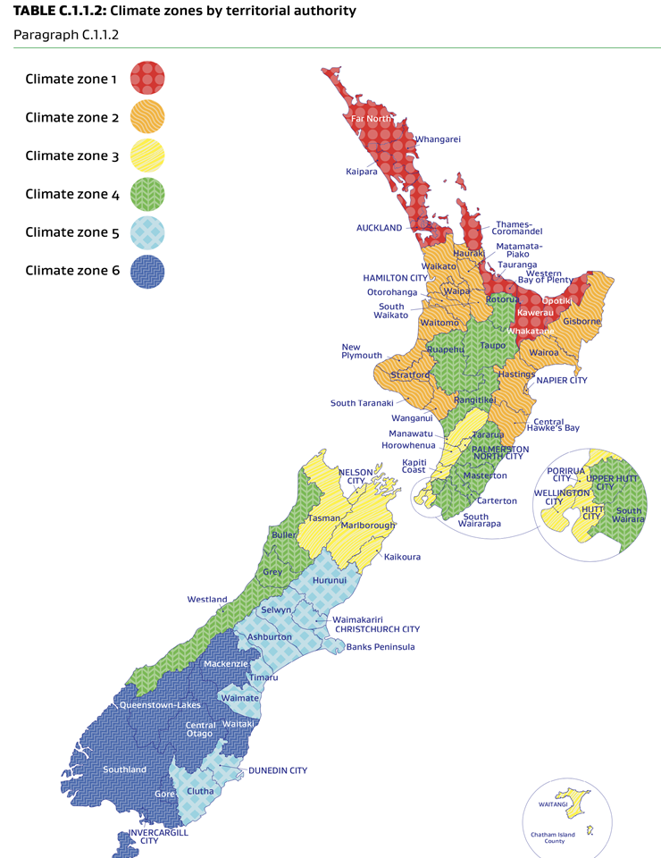 Mbie NZ Building code climate zones image